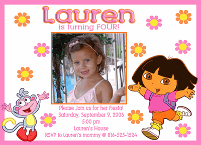 Unique Invitations on 33723211 Gif Custom Photo Invitations Dora The Explorer Birthday Cards