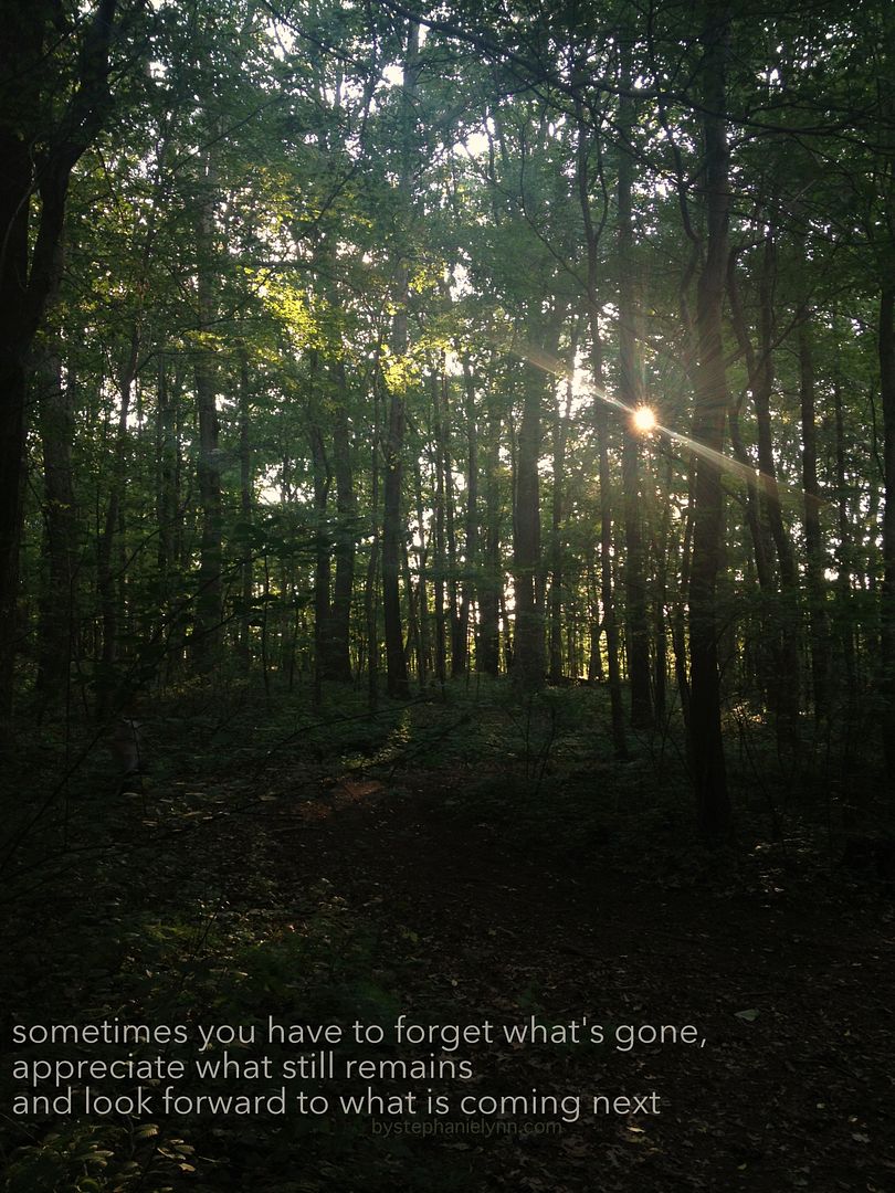 Sometimes you have to forget what's gone, appreciate what still remains and look forward to what is coming next.