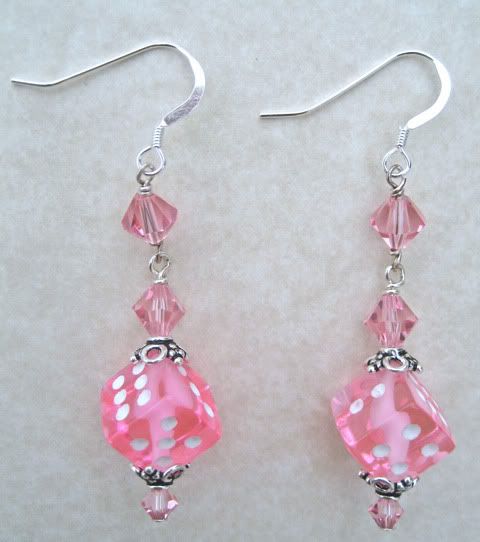 long pink dice earrings - eid stall