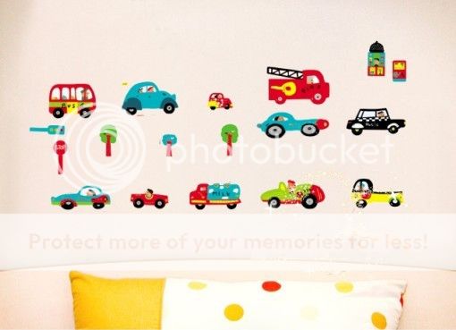 Feuer Bus & Cars Auto Lkw Baum Wandtattoo Kinderzimmer Wandaufkleber