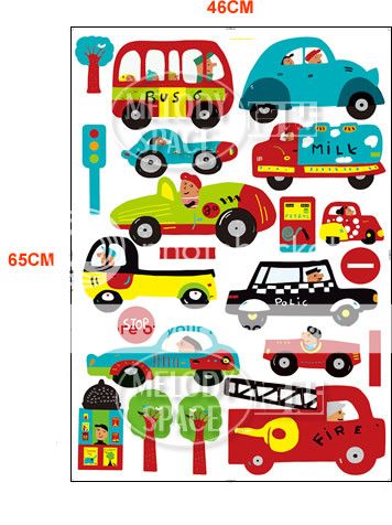 Feuer Bus & Cars Auto Lkw Baum Wandtattoo Kinderzimmer Wandaufkleber