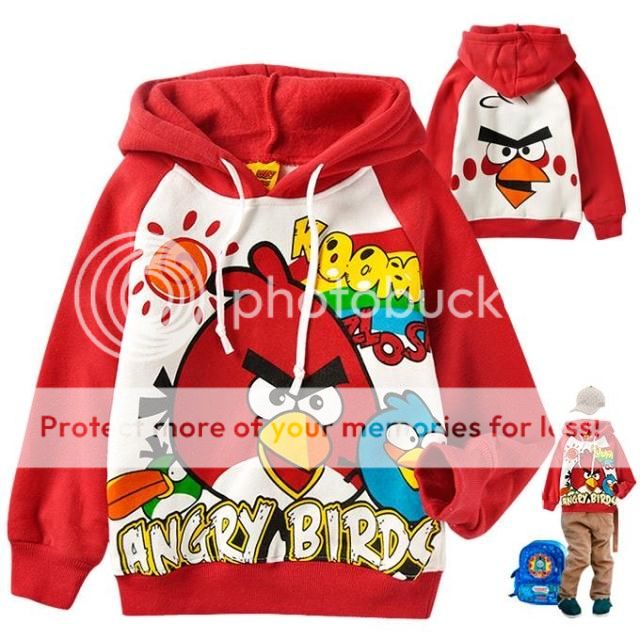 Kinder Jungen Mädchen Angry Birds Kapuzen Pullover SweatShirt Hoodie