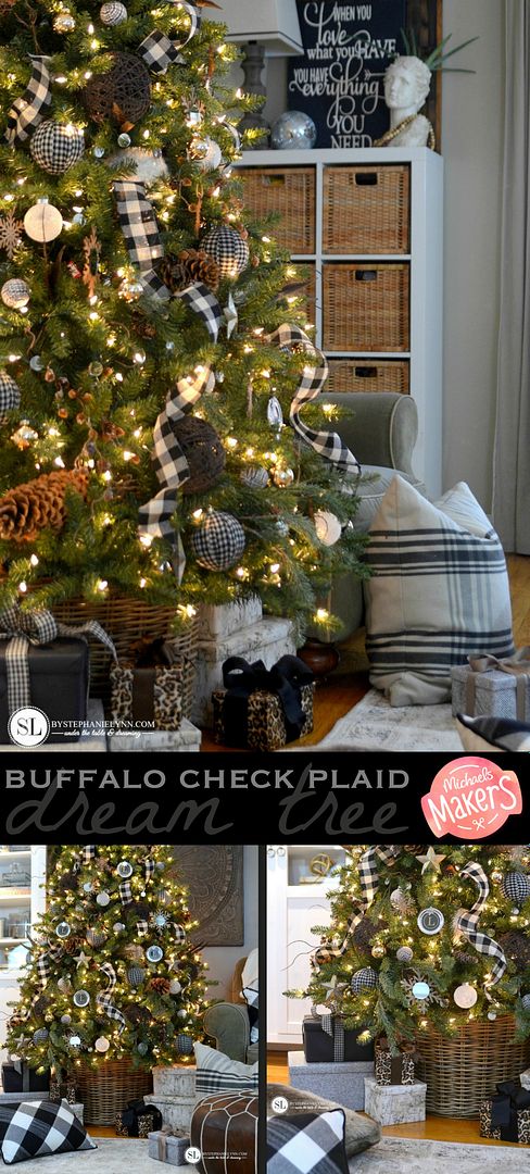 Black and White Plaid Buffalo Check Christmas Tree | 2015 Michaels Dream Tree Challenge