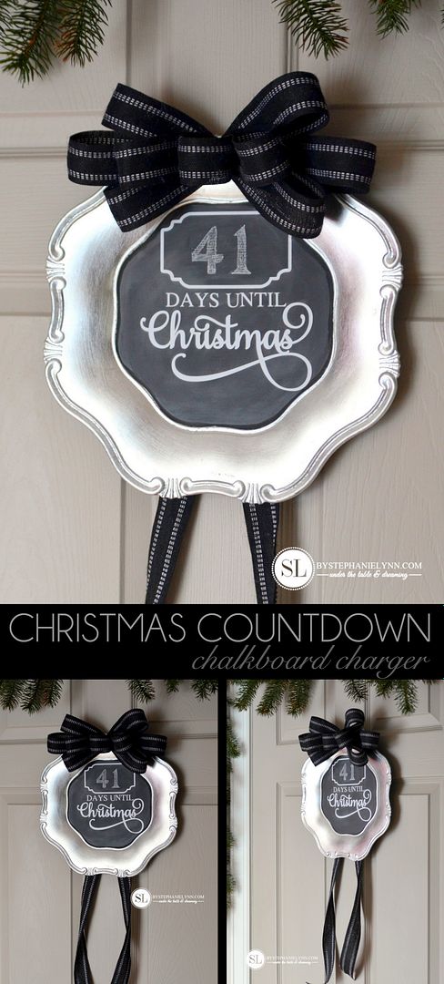 Christmas Countdown Chalkboard Charger | #madewithmichaels Pinterest Party #michaelsmakers