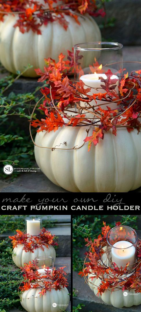 Craft Pumpkin Candle Holders #michaelsmakers Michaels Makers Craft Pumpkin Challenge ~ bystephanielynn.com 