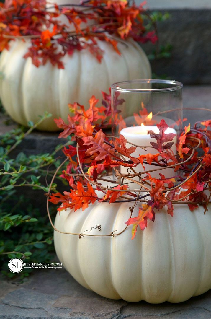 DIY Craft Pumpkin Candle Holder Faux Pumpkin Ideas #michaelsmakers 