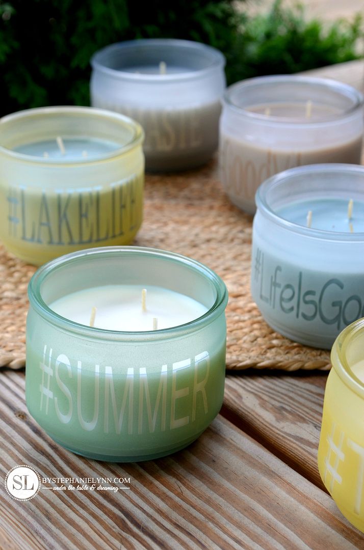 DIY Sea Glass Personalized Summer Candles #michaelsmakers 