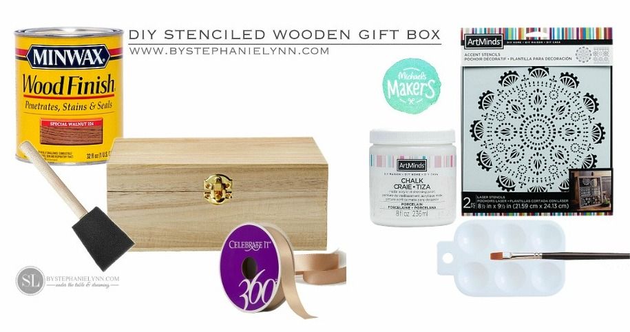 DIY Stenciled Wooden Boho Gift Box #michaelsmakers 