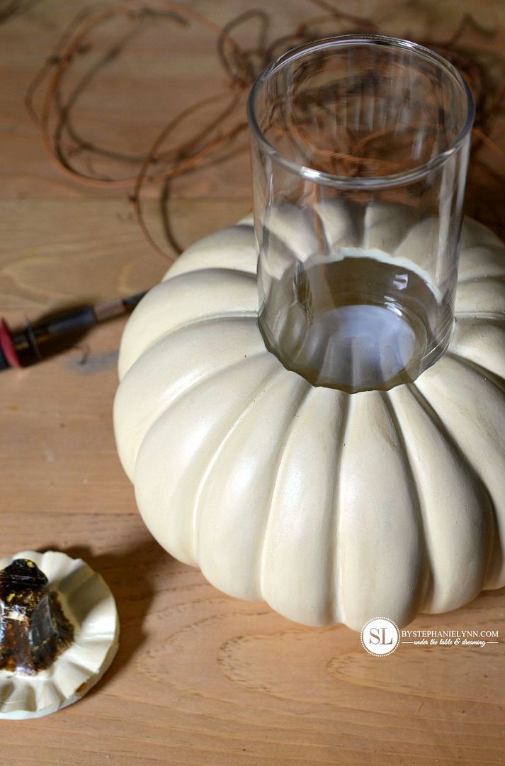 Glass Candle Holder Faux Pumpkin #michaelsmakers 