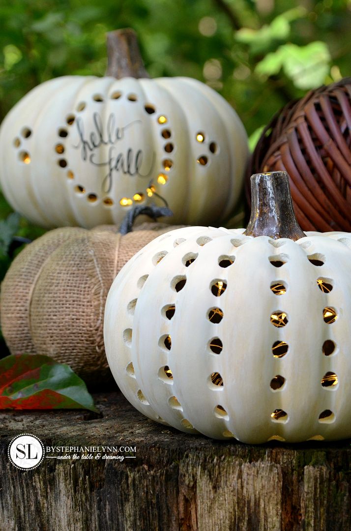 Hand Drilled Pumpkins DIY Lanterns #michaelsmakers 