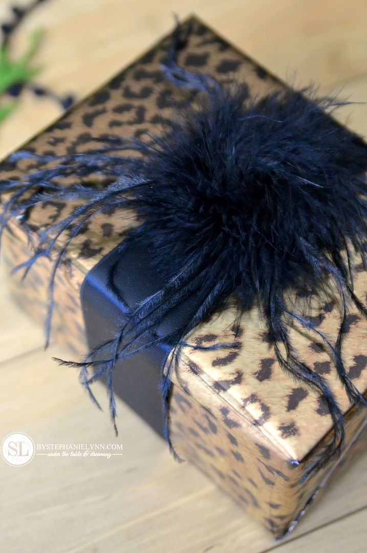Leopard and Feather Gift Wrapping Ideas #michaelsmakers