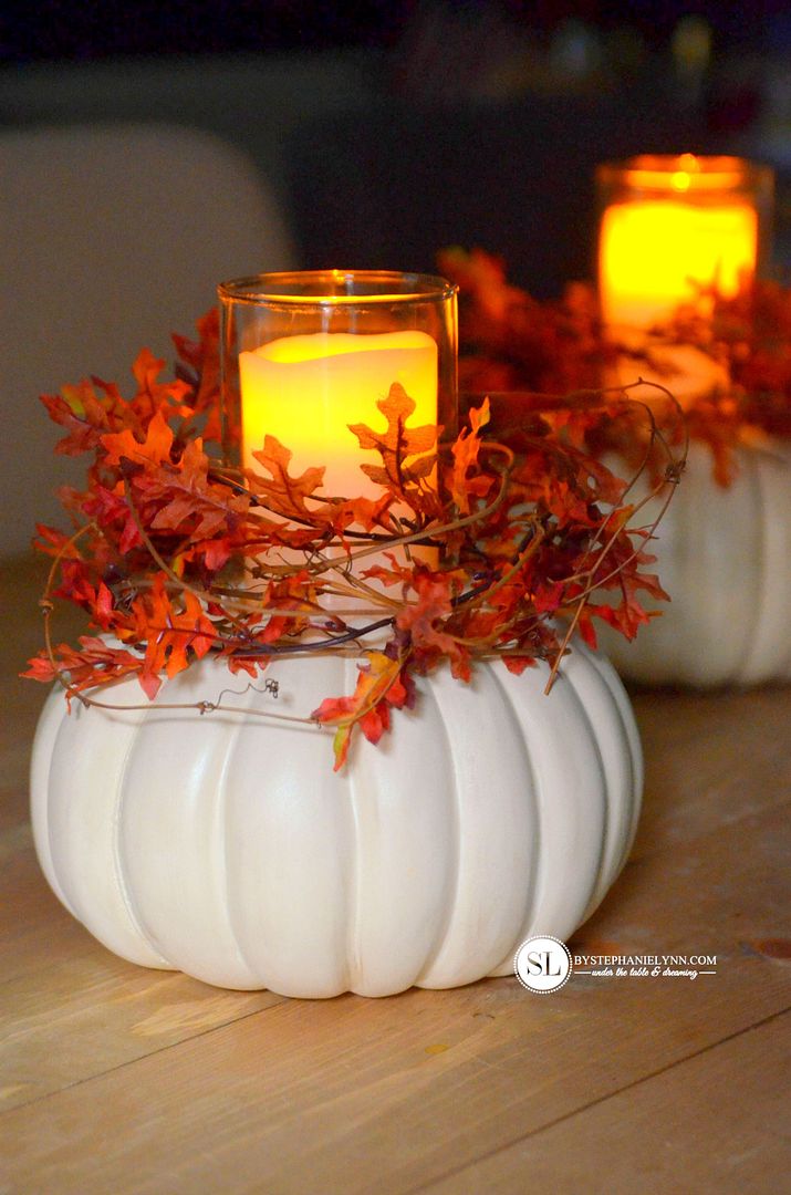 Make a Craft Pumpkin Candle Holder Centerpiece #michaelsmakers 