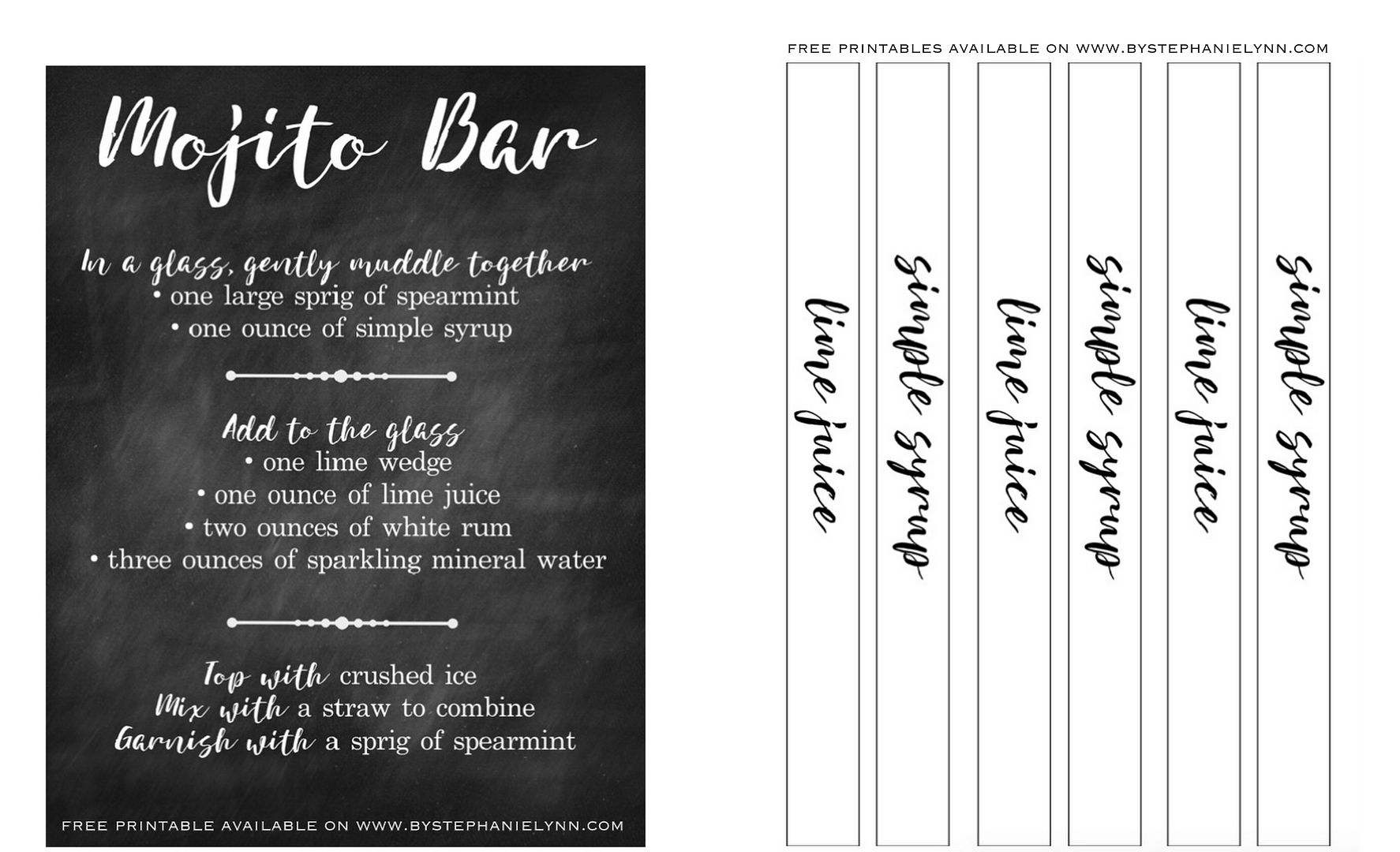Mojito Bar Sign and Bottle Labels - Free Printables #michaelsmakers 