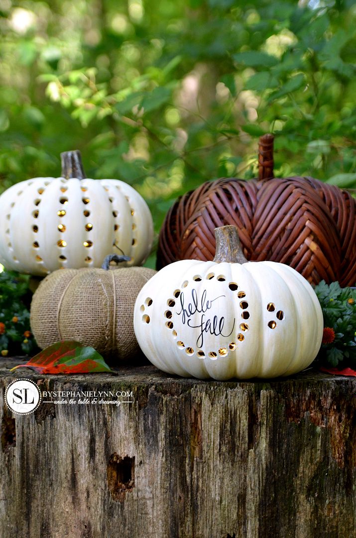 Pumpkin Luminaries DIY Drilled Craft Pumpkins #michaelsmakers 