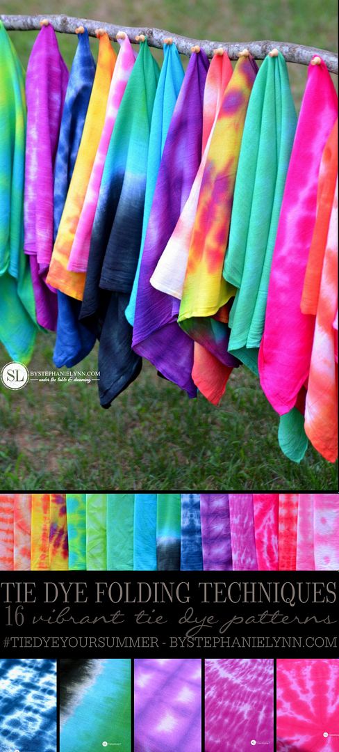 Tie Dye Folding Techniques | 16 vibrant tie dye patterns #tiedyeyoursummer #michaelsmakers 