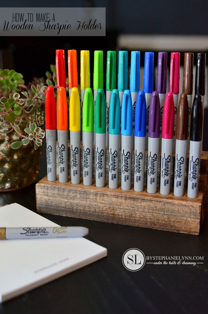 Wooden Sharpie Holder | diy pencil marker organizer #staplesbts - bystephanielynn