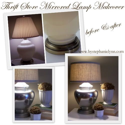 Thrift Store Lamp Mercury ‘Mirrored’ Glass Makeover with Covered Shade