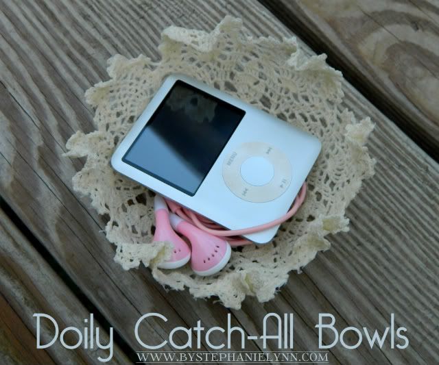 How to Make Doily Catch-All Bowls {simply using premade crocheted doilies and glue}