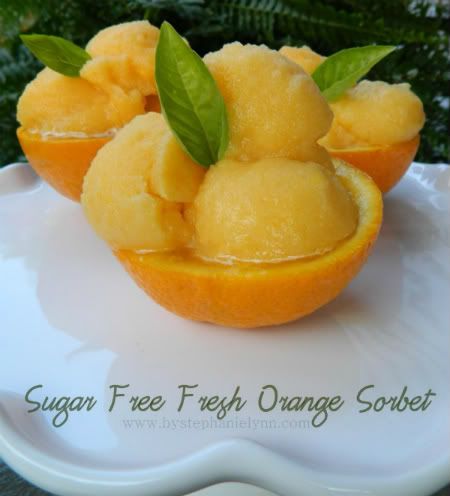 Sugar Free Homemade Sunkist Orange Sorbet {Green is Good}