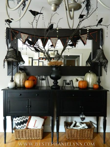 Halloween Dining Room Buffet - Console Decor {my faux 'mantle ...