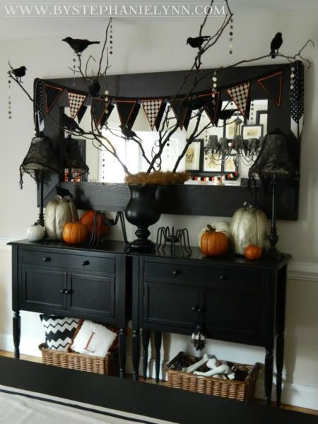 Halloween Dining Room Buffet - Console Decor {my faux 'mantle ...