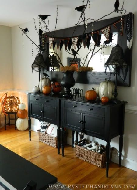 Halloween Dining Room Buffet - Console Decor {my faux 'mantle ...