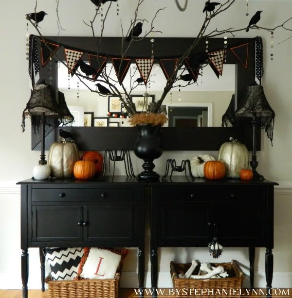 Halloween Dining Room Buffet - Console Decor {my faux 'mantle ...