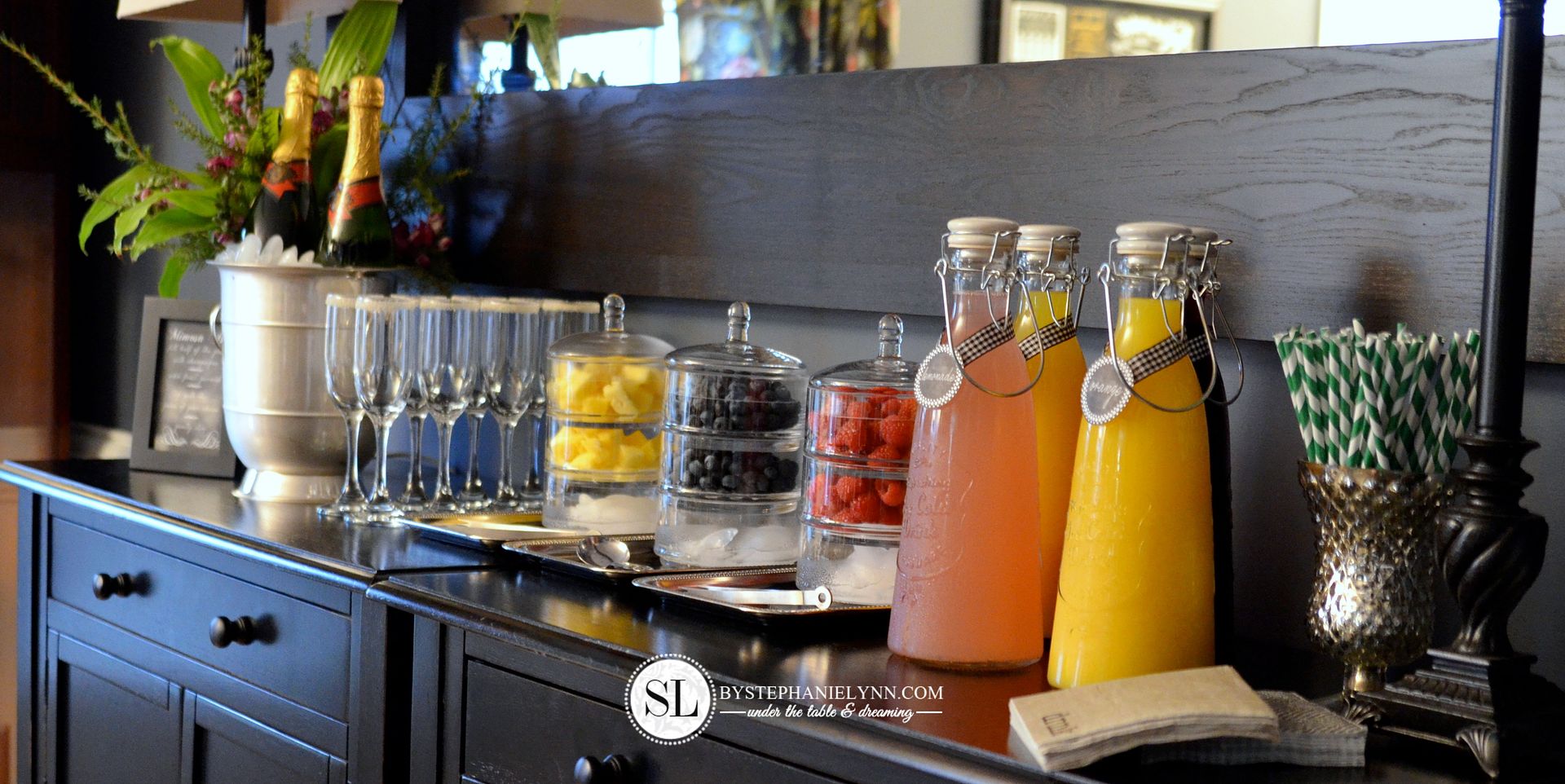 Setting up a Make Your Own Mimosa Bar