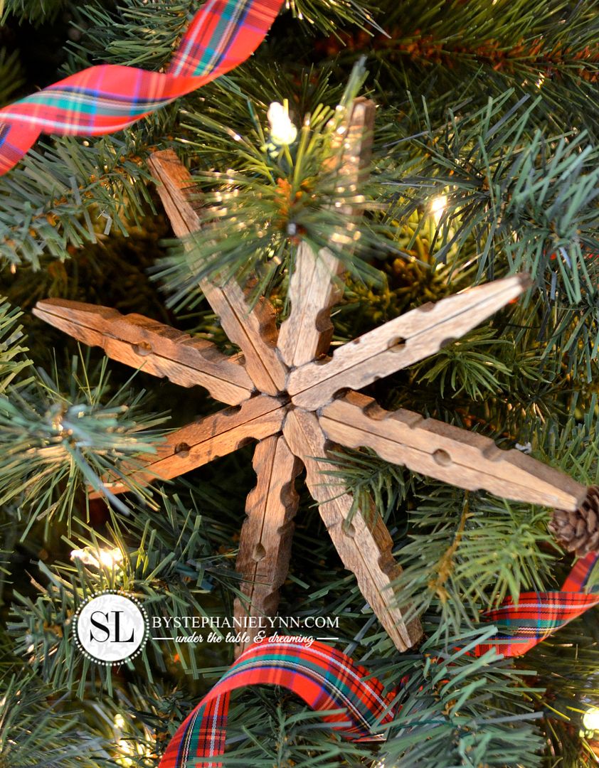 Wooden Clothespin Snowflake Ornaments